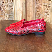 Обувь ручной работы handmade. Livemaster - original item IN STOCK - Women`s loafers (ballet flats) made of python. Handmade.