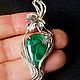 WIRE WRAP "Из малахитовой шкатулки"кулон с малахитом. Подвеска. Екатерина Склярова. Интернет-магазин Ярмарка Мастеров.  Фото №2