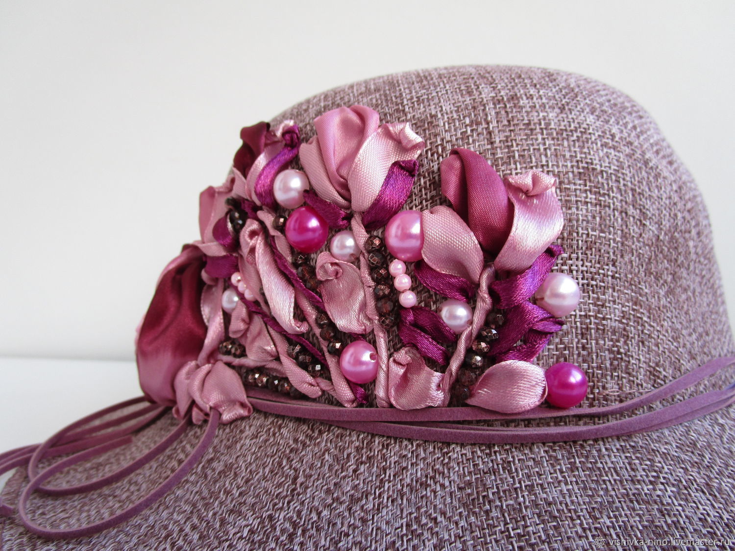 Women's summer bordeaux hat with roses WINTER CHERRY – купить на Ярмарке  Мастеров – IHIUFCOM | Hats1, Nizhny Novgorod