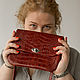 Amelie cross-body bag, crocodile-embossed leather. Crossbody bag. Anastasia Kaufman. My Livemaster. Фото №5