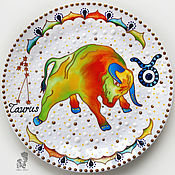 Картины и панно handmade. Livemaster - original item Zodiac sign Taurus-plate on the wall-gift to Taurus. Handmade.