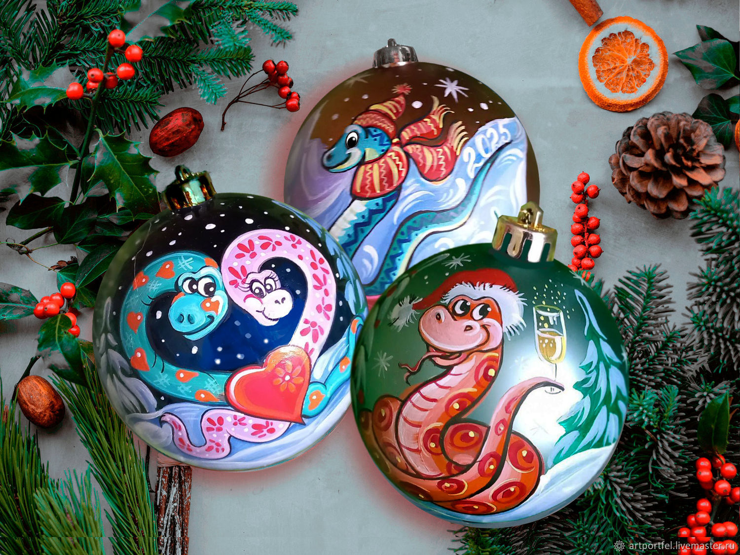 Елочные украшения, сувениры и мягкие игрушки с символом года - Змея.