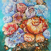 Картины и панно handmade. Livemaster - original item Floral oil painting canvas wall art textured abstract bouquet flower. Handmade.