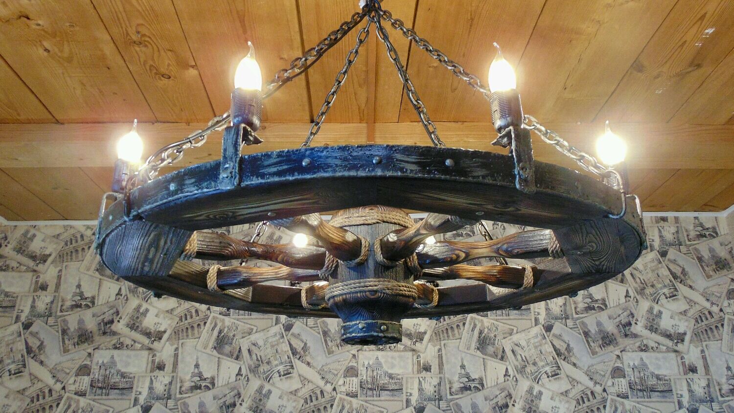 Люстра колесо телеги #2 Ф-90 см в интернет-магазине Ярмарка Мастеров по ...