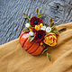 Brooch with pumpkin and flowers from polymer clay. Brooches. Studio Flower Jewelry (studioflowernn). Online shopping on My Livemaster.  Фото №2