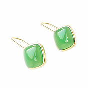 Украшения handmade. Livemaster - original item Earrings with green agate, green agate earrings in gold. Handmade.