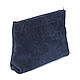 Blue suede cosmetic Bag - pocket on a flexible frame - Case - Purse, Beauticians, Moscow,  Фото №1