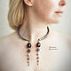 An open necklace made of rauchtopaz, pearls and agate Botswana gray, Necklace, Kaliningrad,  Фото №1