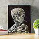 Skull with a burning cigarette, Van Gogh, oil painting on canvas, copy, Pictures, St. Petersburg,  Фото №1