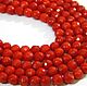 Coral bead faceted 8 mm piece