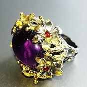 Украшения handmade. Livemaster - original item Purple bouquet ring with amethyst.. Handmade.