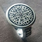 Русский стиль handmade. Livemaster - original item Silver ring "Vegvisir with stone". Handmade.