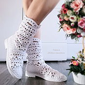 Обувь ручной работы handmade. Livemaster - original item White Summer Women`s Ankle Boots Openwork Cotton. Handmade.