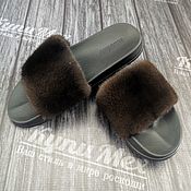 Обувь ручной работы handmade. Livemaster - original item Slippers made of mink fur. Handmade.