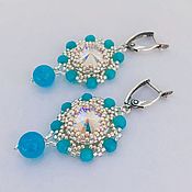 Украшения handmade. Livemaster - original item Breeze earrings made of beads and Swarovski crystals with natural jadeite. Handmade.