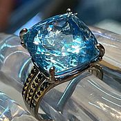 Украшения handmade. Livemaster - original item Quadro ring with natural topaz and sapphires. Handmade.