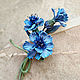 Flower brooch made of Cornflower leather, Brooches, Rostov-on-Don,  Фото №1