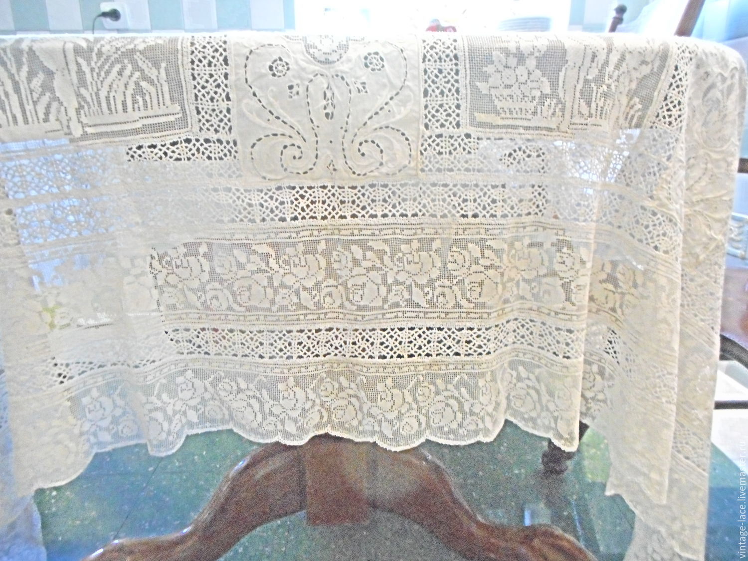 Купить Старинная итальянская скатерть - кружевная скатерть, старинная ...