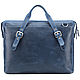 Leather business bag 'Franklin' (blue crazy), Men\'s bag, St. Petersburg,  Фото №1