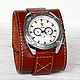 Wristwatch on Dark Red Brown Wide Leather Bracelet. Watches. Made In Rainbow. Online shopping on My Livemaster.  Фото №2