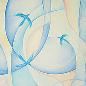 Картины и панно ручной работы. Ярмарка Мастеров - ручная работа Imagen de la abstracción - azul el vuelo. Handmade.