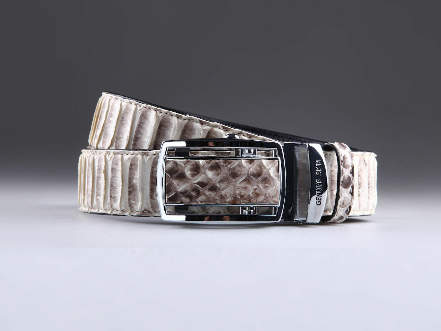 Belt made of Python leather with automatic buckle IMP3001Z, Straps, Moscow,  Фото №1