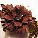 jewelry made of leather, artificial flowers, brooch, hair pin flower brown flower brooch. brooch hairpin made of leather, leather jewelry brooch, brooch flower leather flower hair clip made of leather