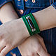 Dark Green Leather Women's Bracelet. Bead bracelet. БРАСЛЕТЫ- ТАЛИСМАНЫ. Online shopping on My Livemaster.  Фото №2