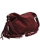 Crossbody bag made of suede Burgundy Leather Bag with Shoulder Strap, Crossbody bag, Moscow,  Фото №1