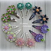 The bands of satin ribbon Mint fairy tale in the technique of kanzashi