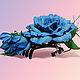 Заколка для волос "Голубая роза". Заколки. Елена Пономаренко(Степуленко). Интернет-магазин Ярмарка Мастеров.  Фото №2