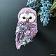 Brooch ' Lavender Owl'. Textile brooch-bird. Brooches. Coffeelena. Online shopping on My Livemaster.  Фото №2