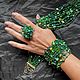 Кольцо и браслет из коллекции ,,Жемчужные реки,, bright green. Комплекты украшений. GayaneArtdesigner. Интернет-магазин Ярмарка Мастеров.  Фото №2