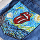 Jeans with hand-painted Rolling stones Starry night van Gogh pattern. Jeans. Koler-art handpainted wear. Online shopping on My Livemaster.  Фото №2