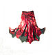Skirt long Bright print leopard abstract red-black Silk chiffon, Skirts, Bryansk,  Фото №1