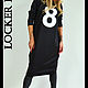 Модное женское платье черного цвета. Дизайнерская длинная кофта туника для женщин. Теплое платье с принтом.