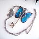 Transparent Pendant Key Blue Butterfly Vintage Key on a Chain Boho. Pendants. WonderLand. My Livemaster. Фото №15