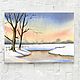 Watercolor of a Winter pond. Pictures. natabold. Online shopping on My Livemaster.  Фото №2
