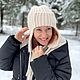 Шапка-ушанка вязаная УМА пух норки молочный, Шапка-ушанка, Санкт-Петербург,  Фото №1