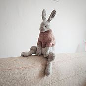 Мягкие игрушки: серый домашний кролик Сеня