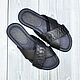 Slippers made of genuine python leather, in dark blue color!. Slippers. SHOES&BAGS. Online shopping on My Livemaster.  Фото №2
