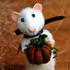  осенняя мышка с тыквой. Войлочная игрушка. The Pumpkin Mouse (Ксения). Ярмарка Мастеров.  Фото №5