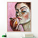 Girl and Apple, bedroom painting, oil on canvas, Pictures, St. Petersburg,  Фото №1