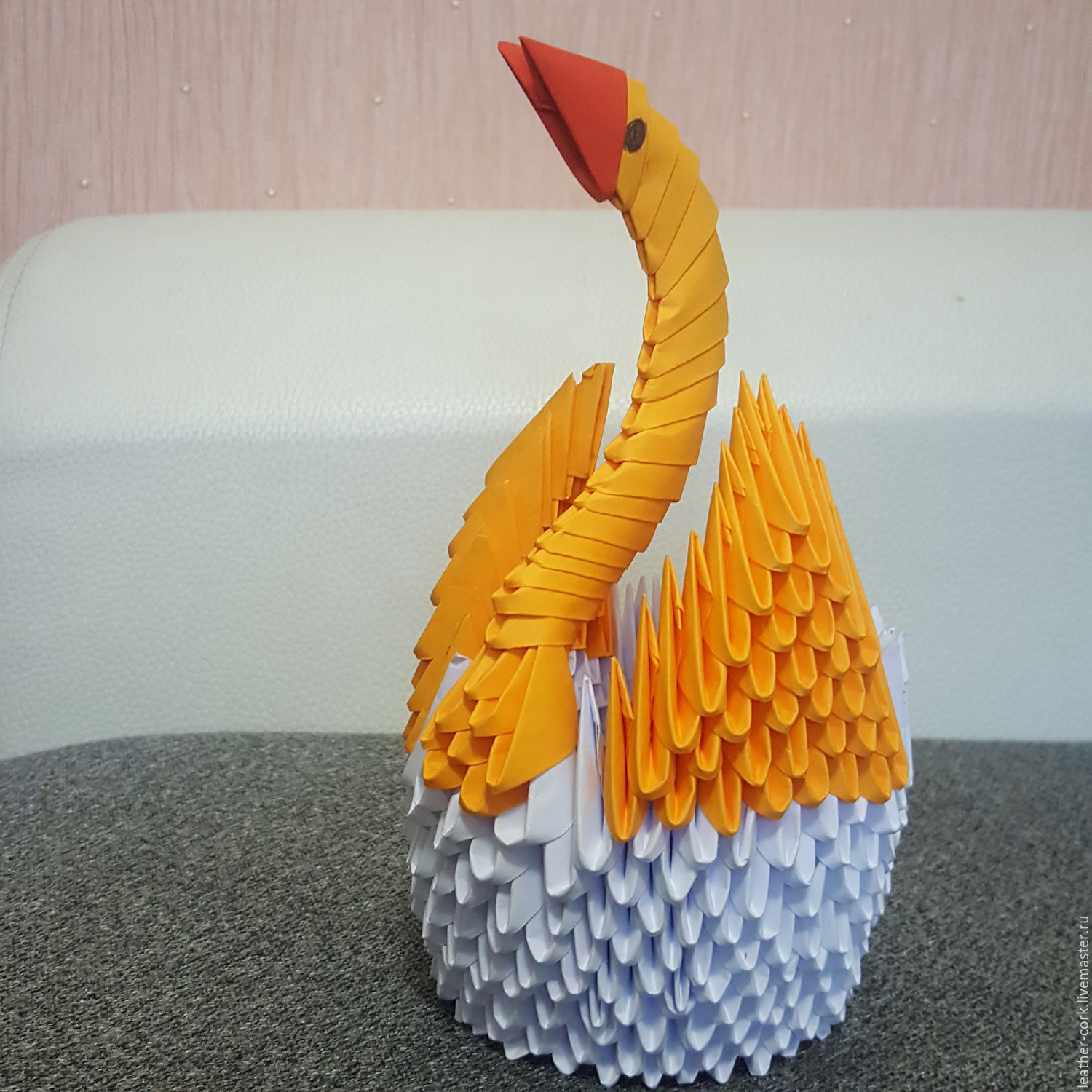 Модульное оригами двойной лебедь. Схема сборки и фото