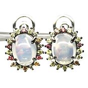 Украшения handmade. Livemaster - original item Earrings with opals and sapphires. Handmade.