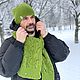 Заказать Комплект мужской вязаный ШЕММ/ШЕЛДОН шапка/шарф  зеленый. Вязаный кэжуал  UNIC Ирина. Ярмарка Мастеров. . Комплекты головных уборов Фото №3