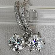 Украшения handmade. Livemaster - original item Moissanite Ring Earrings 2 Carats Silver. Handmade.