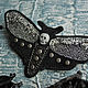 Брошь из кожи: бабочка, космический бражник "Deadstars Moth". Брошь-булавка. MetallHaut ◦ Hell Hanf. Ярмарка Мастеров.  Фото №5