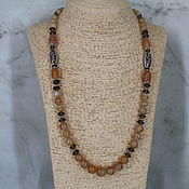 Работы для детей, handmade. Livemaster - original item Beads made of agates and smoky quartz. Handmade.
