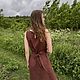 Платье - сарафан "Утренний кофе"  из льна, коричневый, макси. Платья. HELEN BRY Авторская женская одежда. Ярмарка Мастеров.  Фото №7